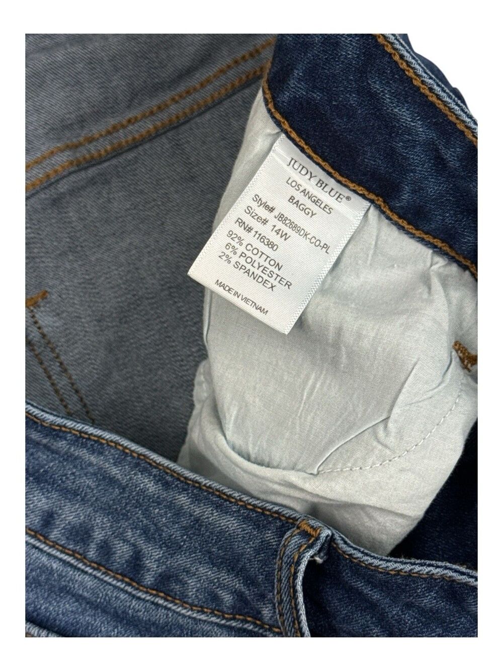 Judy Blue Wilhemina High Waist Baggy Wide Leg Jeans 14W Medium Wash Stretch - Picture 4 of 8